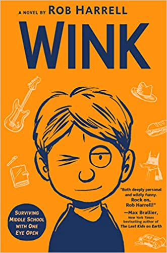 5th grade-level book called wink by rob harrell cover page